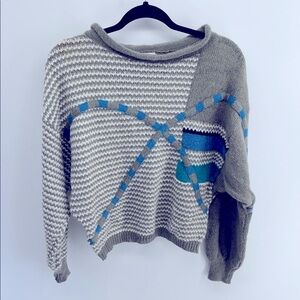 Vintage Mondi Made In Germany wool Mohair rolled wide collar cropped sweater 38